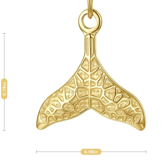 Gold Mermaid Tail Necklace on Paperclip Chain - Picture 8 of 8